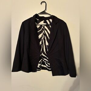 New York & Company Black Blazer w/ Zebra Print Lining – Size L
